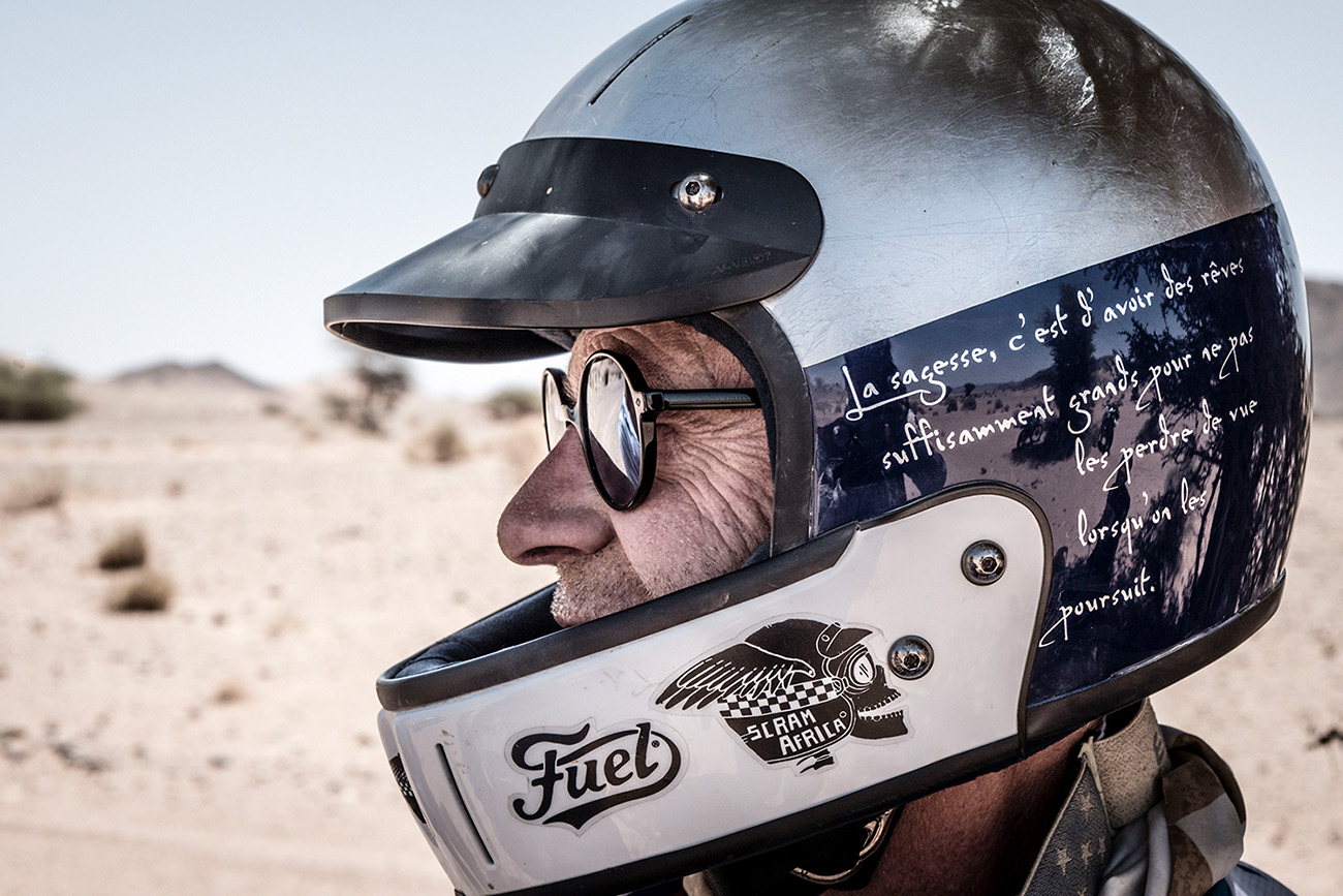 Scram Africa 2019 Rider in a Helmet