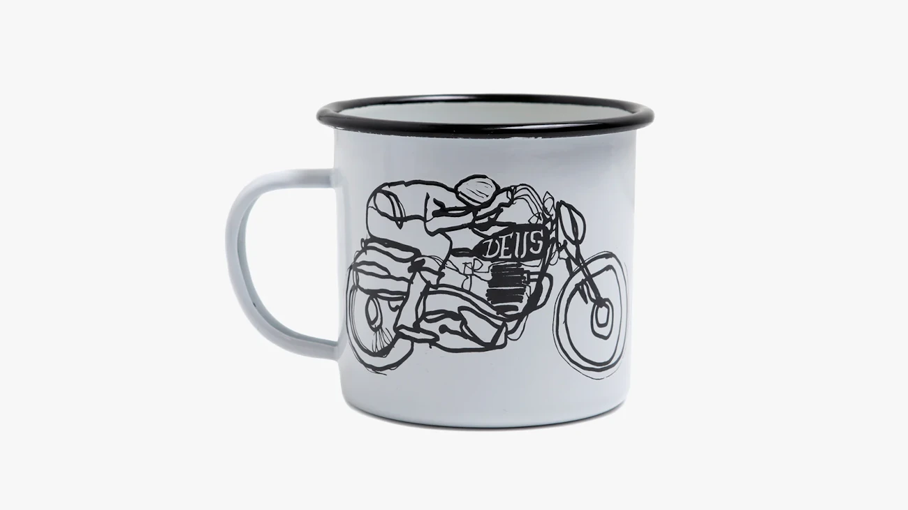 Deus Ex Machina Camperdown Pancho Enamel Mug - White