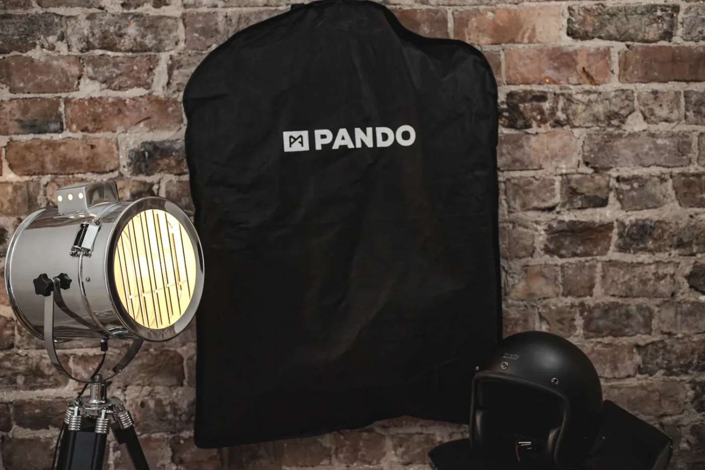 Pando Moto Air Tate Jacket with Hedon Hedonist against a brick wall