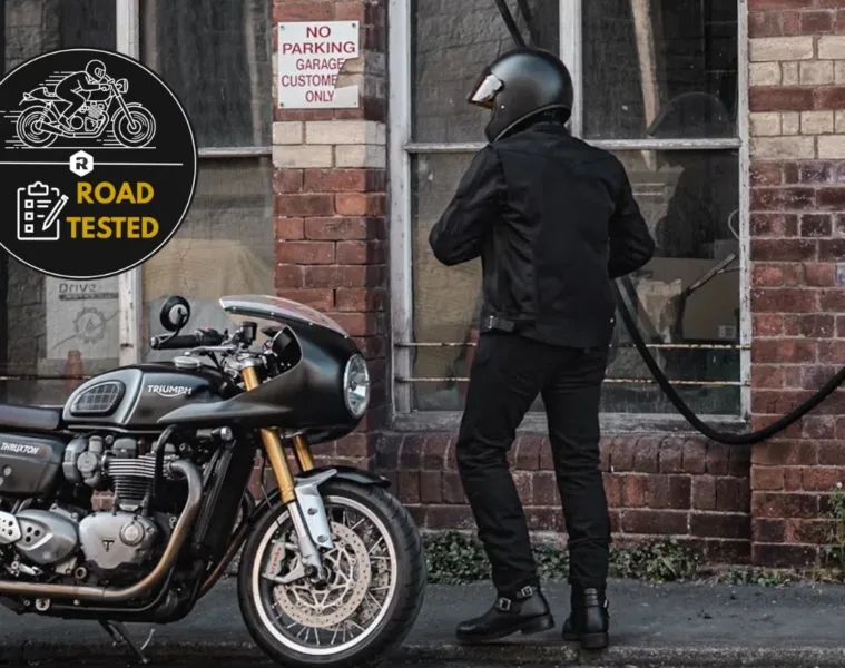 Rider wearing Pando Moto Air Tate Jacket Review