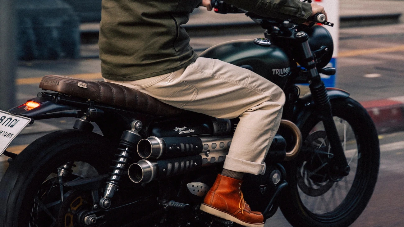 Not a Slim Silhouette In Sight: Silk Road Dispatch Pant 5 Silk Road Dispatch Pant in off-white - Triumph Scrambler