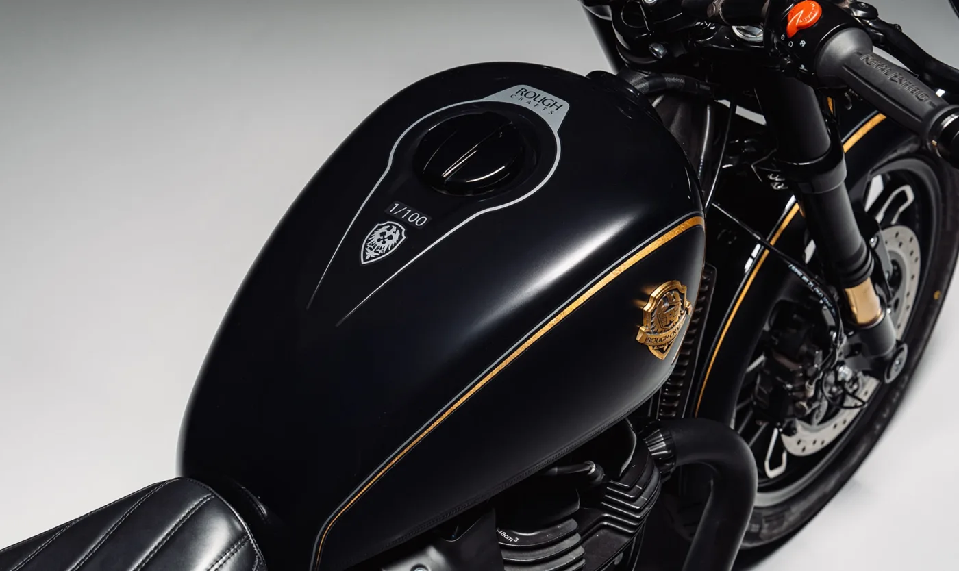 There Isn't Anything Rough about Rough Crafts x Shotgun 650 - Ultra-Limited Edition Royal Enfield 12 Royal Enfield x Rough Crafts Shotgun 650 with tank emblem
