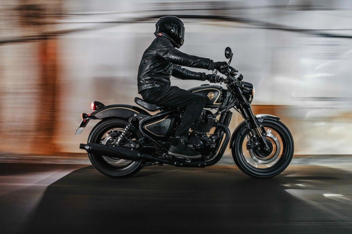 There Isn't Anything Rough about Rough Crafts x Shotgun 650 - Ultra-Limited Edition Royal Enfield 17 Custom Royal Enfield in motion in a tunnel