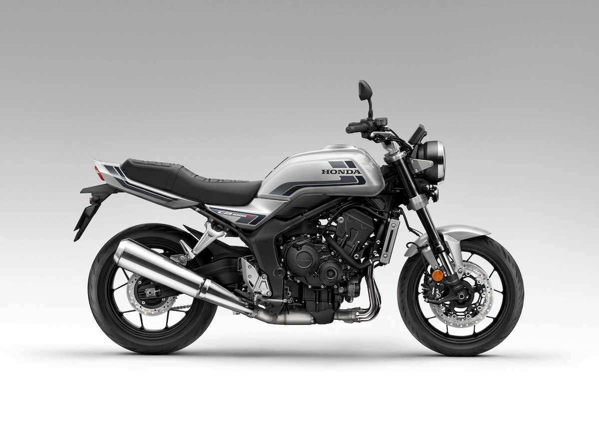 What is the New Honda Retro Style Motorcycle? 19 Honda CB1000F in Wolf Silver Metallic - Grey Stripe without bikini fairing rhs