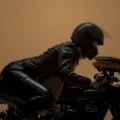 Rider wearing a Biltwell Gringo on the Tamarit Race Bike 133 - Thruxton 1200 RS